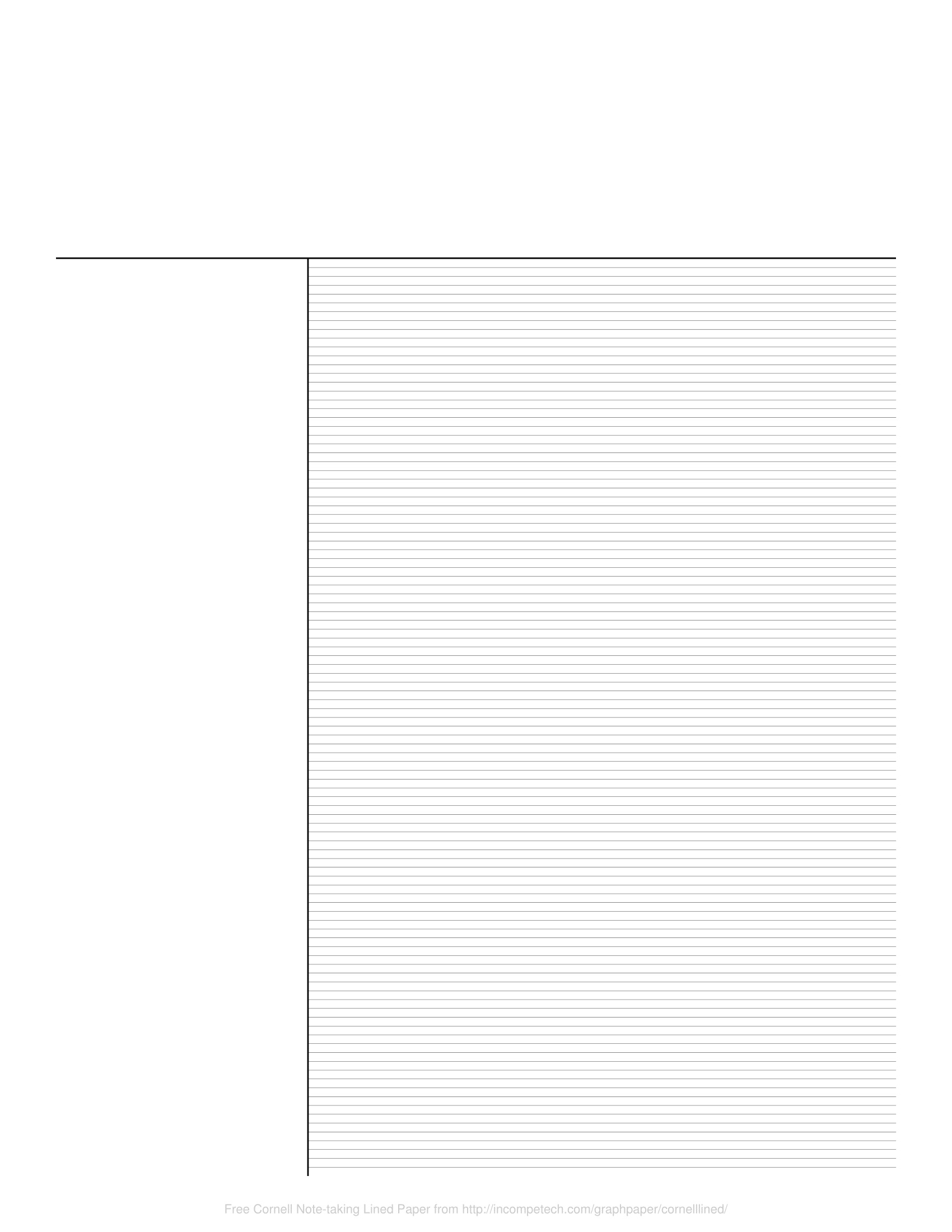 Free Online Graph Paper Cornell Note taking Lined